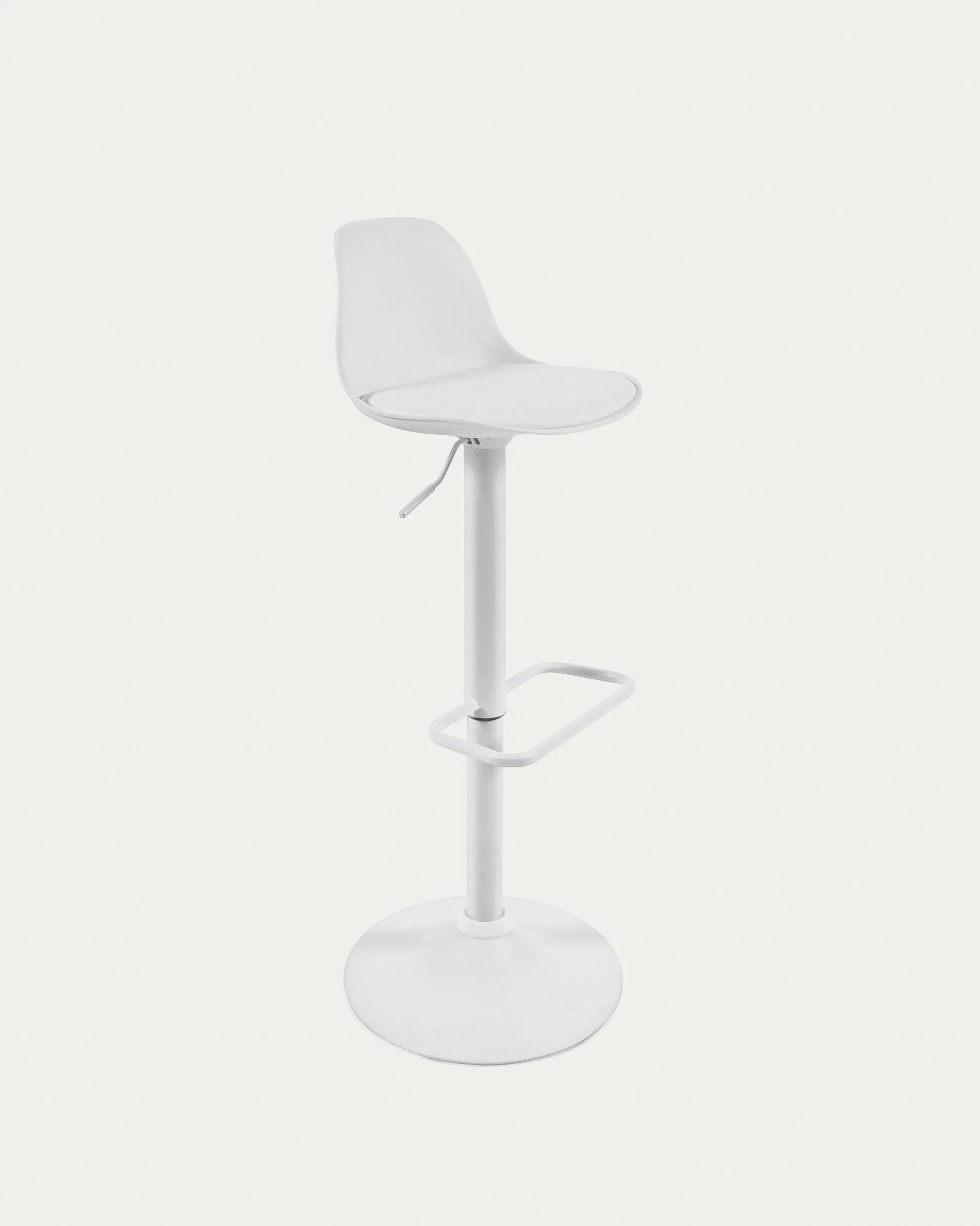 Orlando-T barstool white synthetic leather and matt white steel 60-82 cm