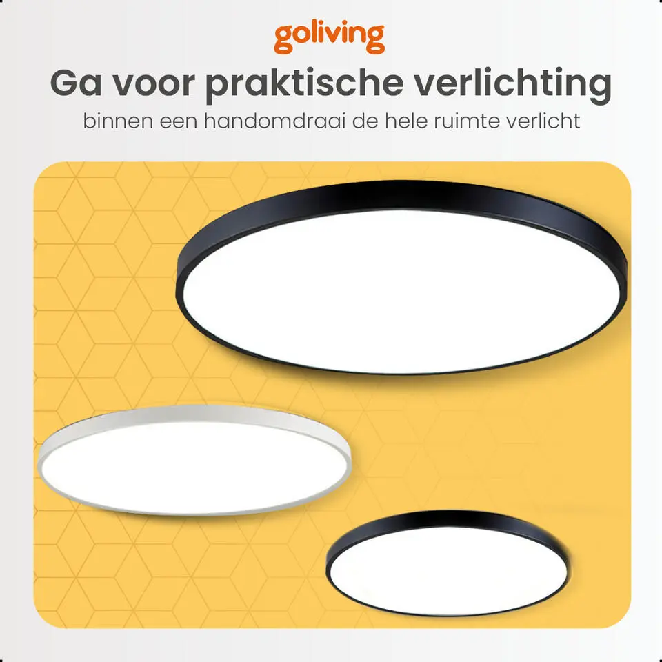 Goliving Plafondlamp - Plafonni&egrave;re - LED - &Oslash;23cm - Zwart