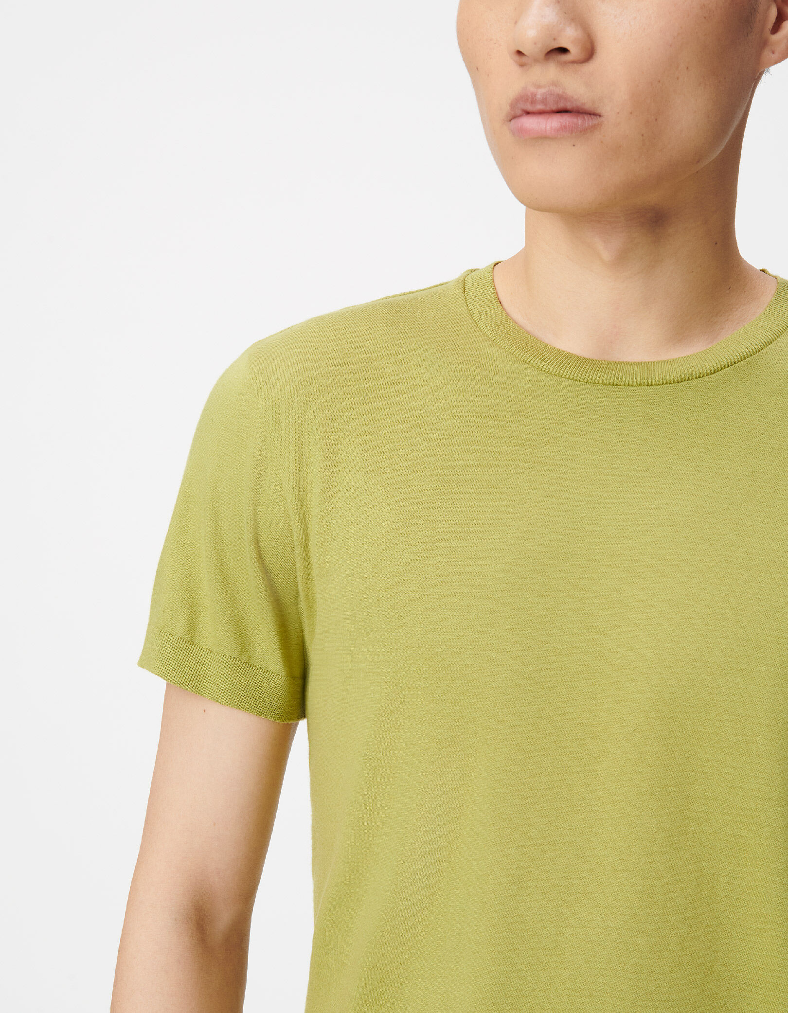 T-shirt col rond bleu maille coton modal Homme