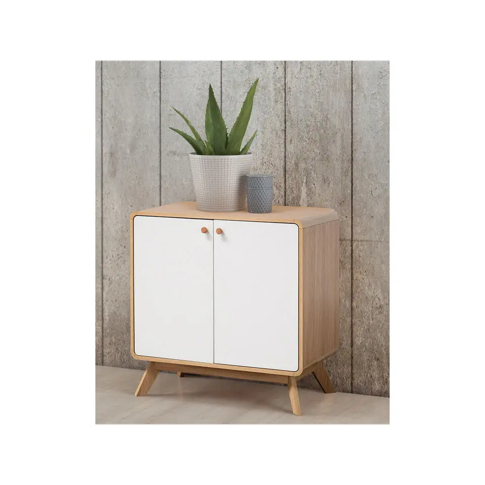 Cassie - Dressoir met 2 eiken en witte spaanplaat deuren