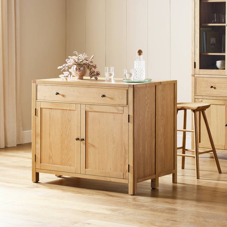 Habitat Finchley Solid Wood 2 Seater Bar Island - Oak