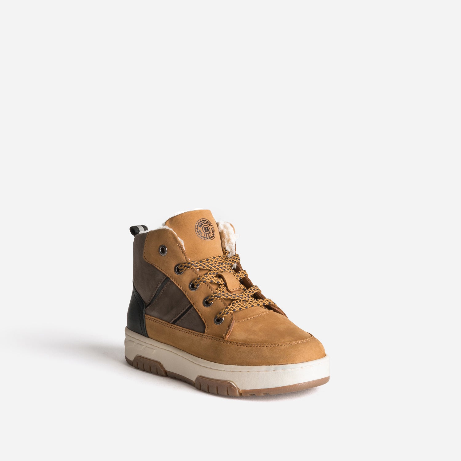 Basket BUGGY camel, taupe, noir cuir