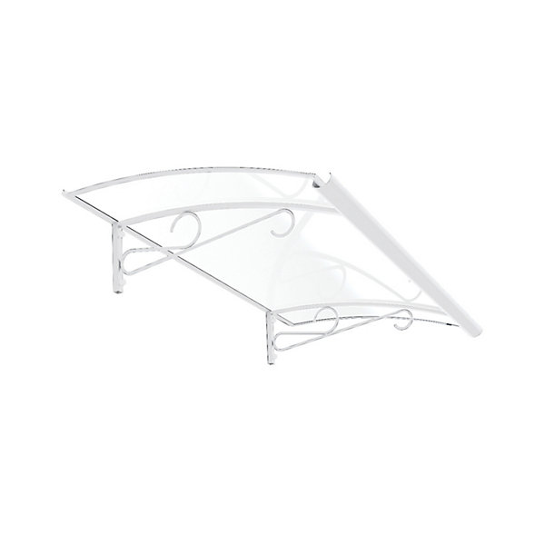 ARCTOM Auvent Regi 140x82 couleur blanc RAL9016, plaque incolore
