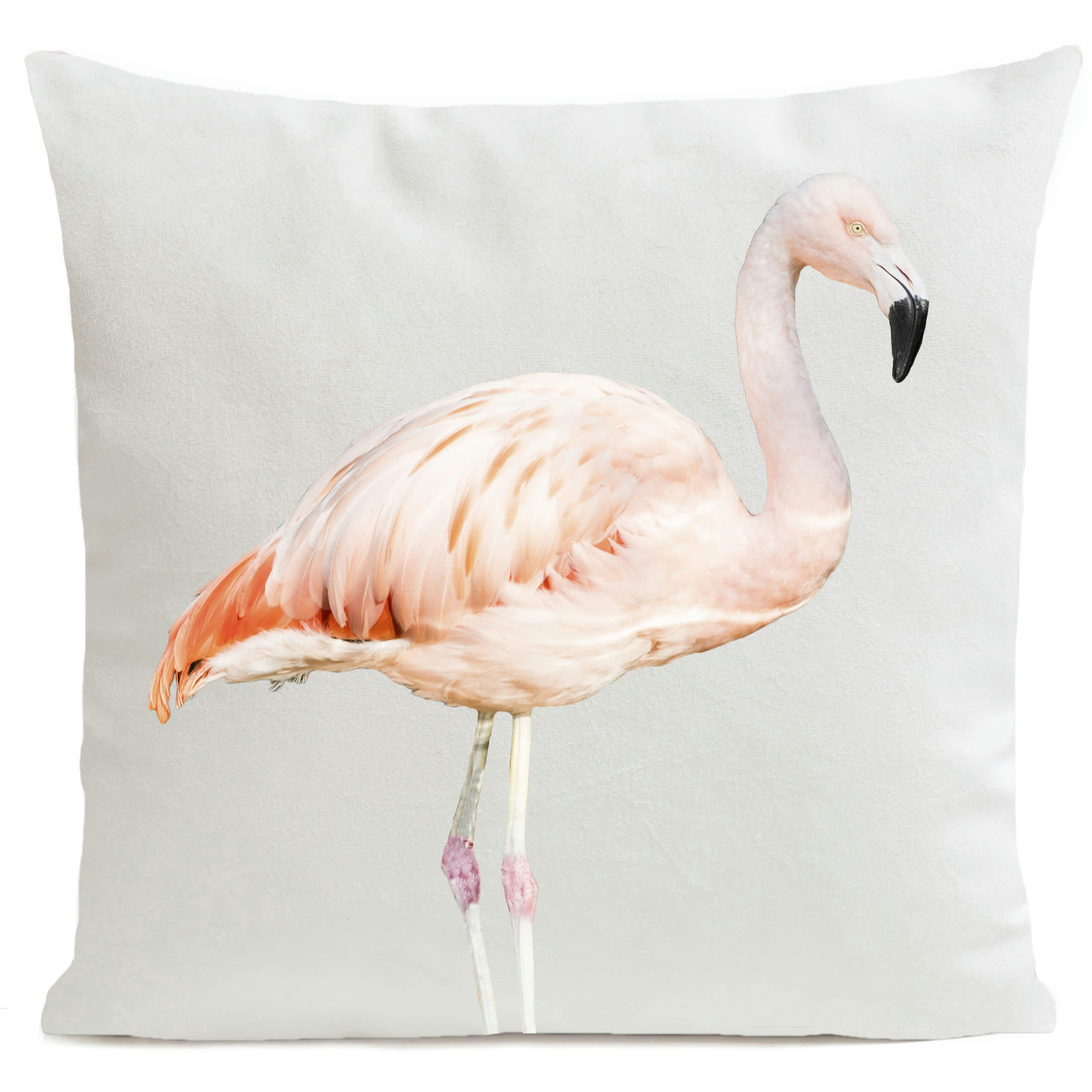 - Coussin enfant flamant rose suédine blanc 40x40cm