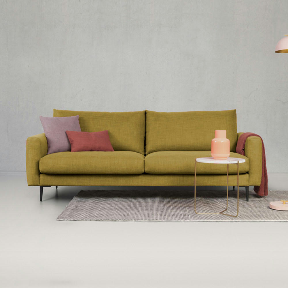 CARUSO - Canapé 2 places tissu droit jaune