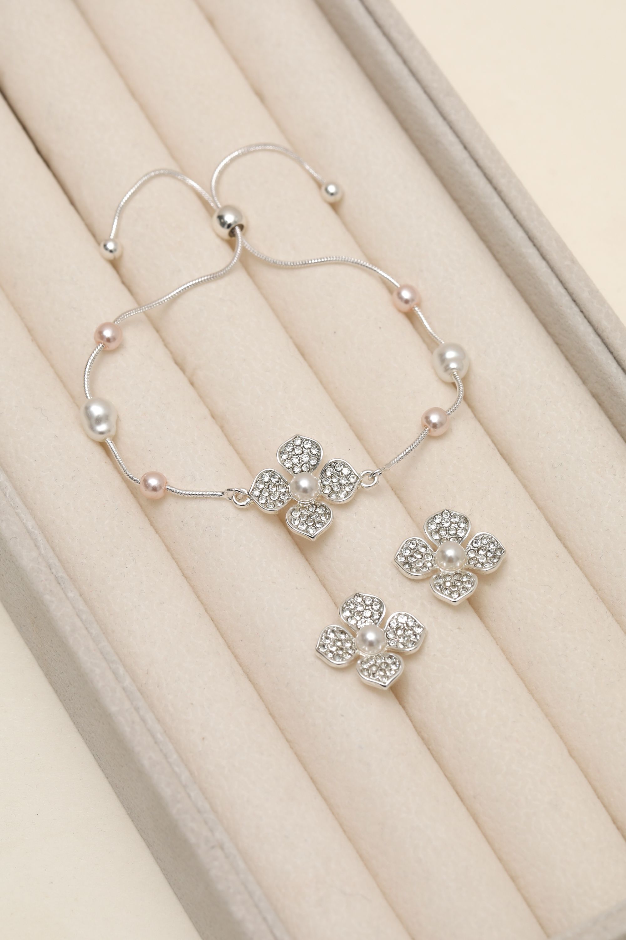 Mood Silver Plated and Pearl Clover Earrings