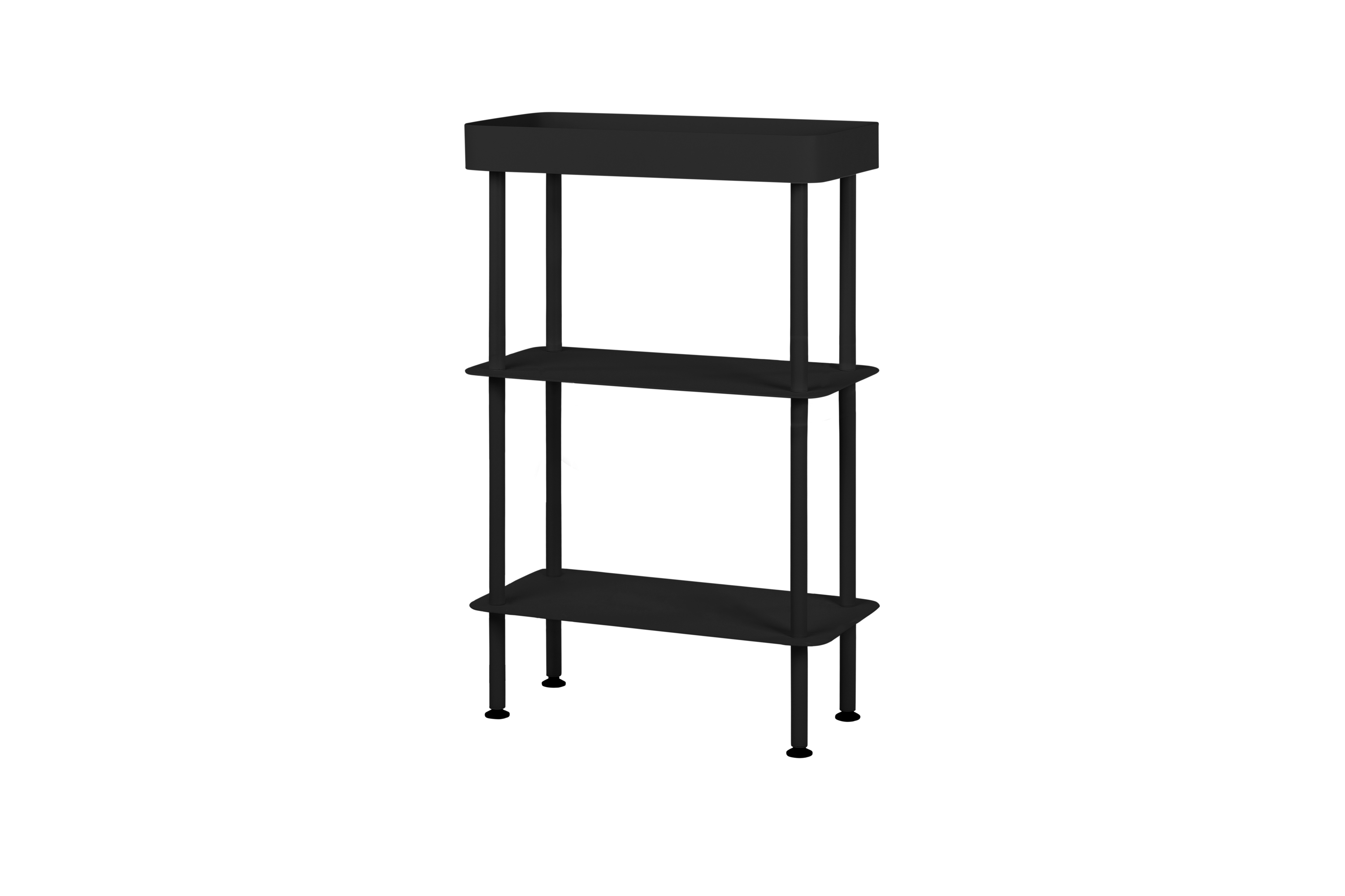 noo.ma Nolle Console 3-tier - compacte metalen sidetable, Vulcano Black