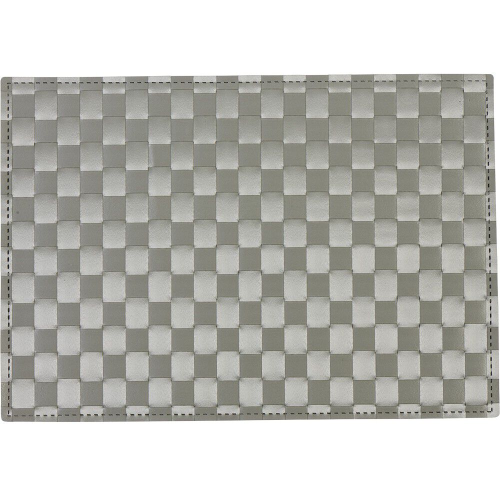 Set de table rectangulaire plastique effet tressé uni gris