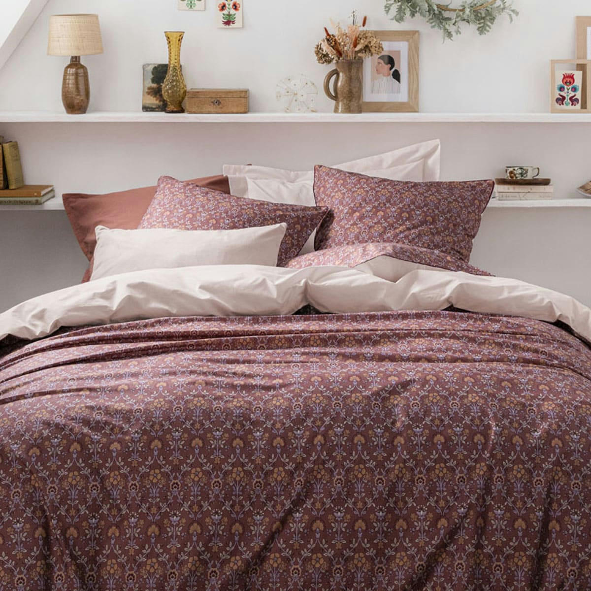 VIRGINIA - Housse de couette en percale de coton violet 240x220
