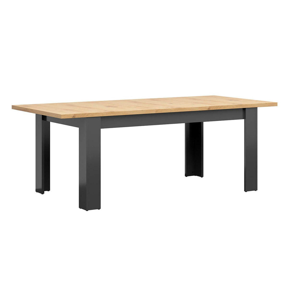 - Table à manger extensible 6 à 8 places gris anthracite et naturel