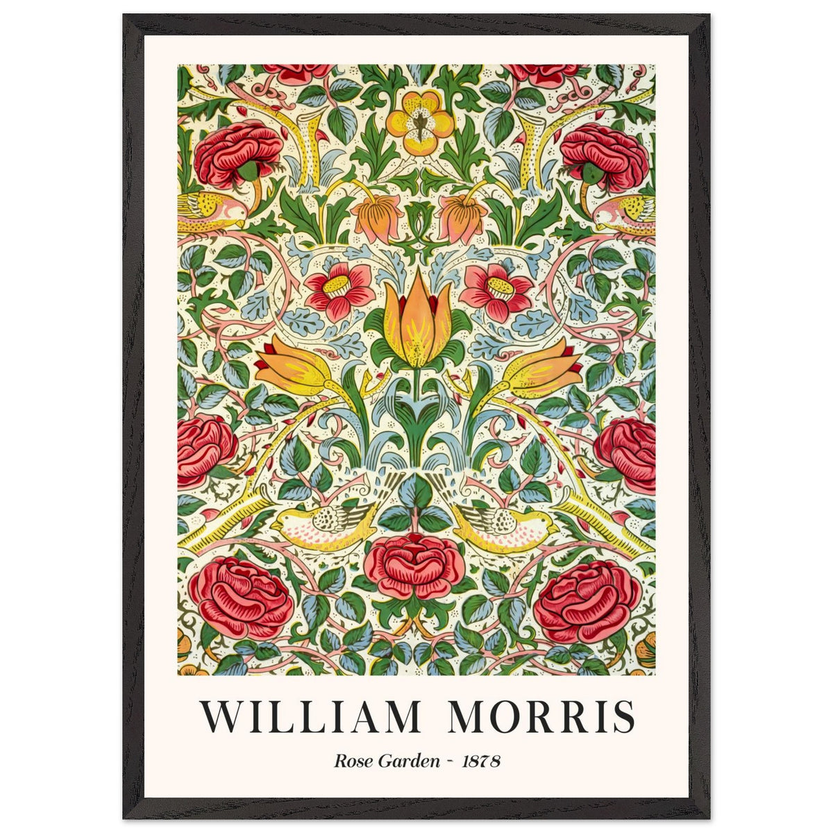 Artfulprints Poster met Lijst William Morris - Rose garden 1878  - 50x70 cm - Groen