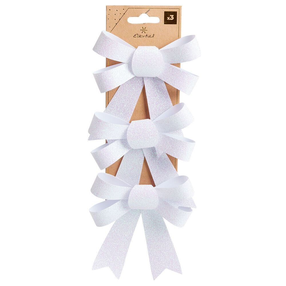 Noeud à suspendre pailleté blanc iridescent x3