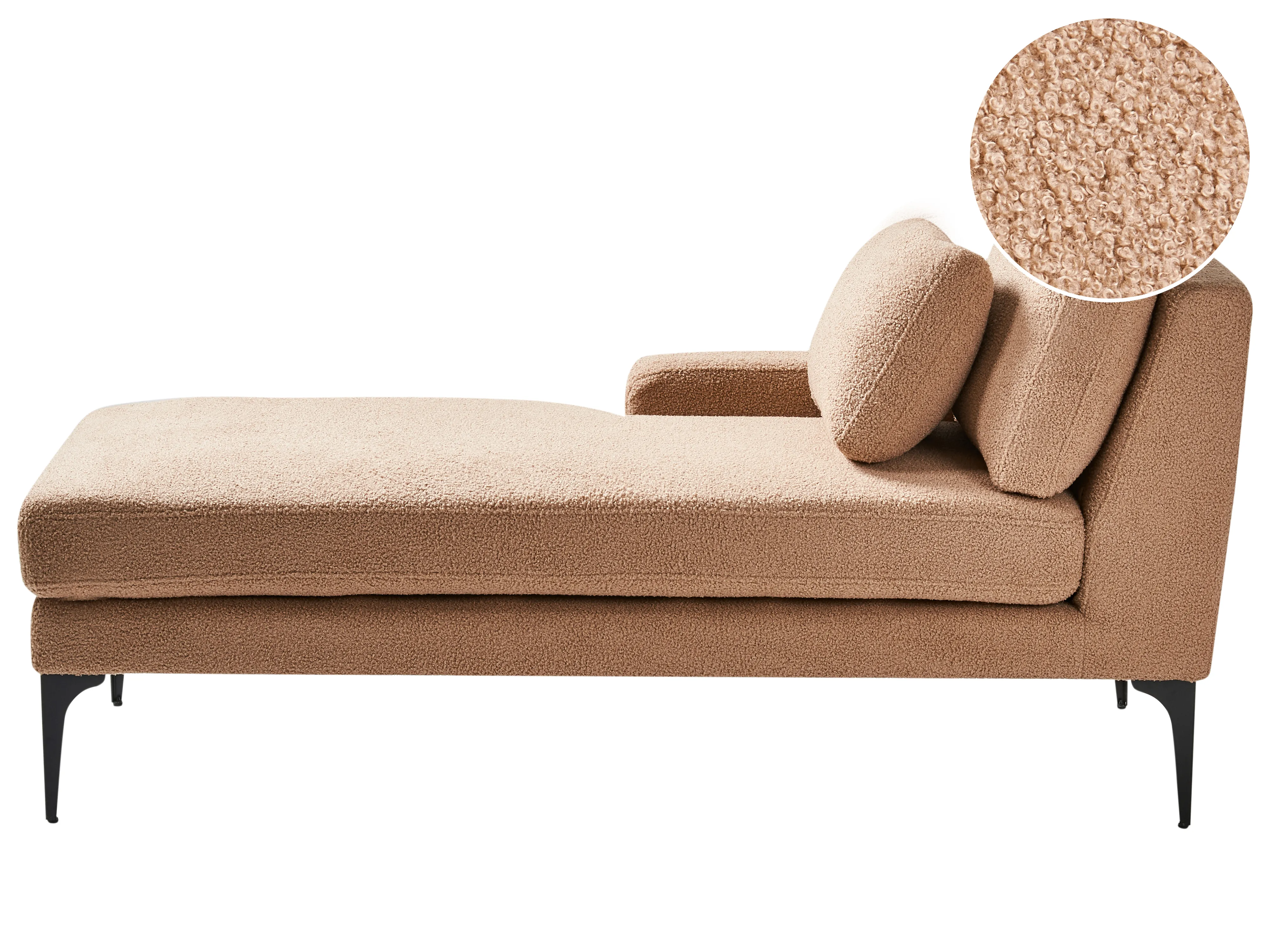 Right-Hand Chaise Longue EWRON Boucle Sand Beige