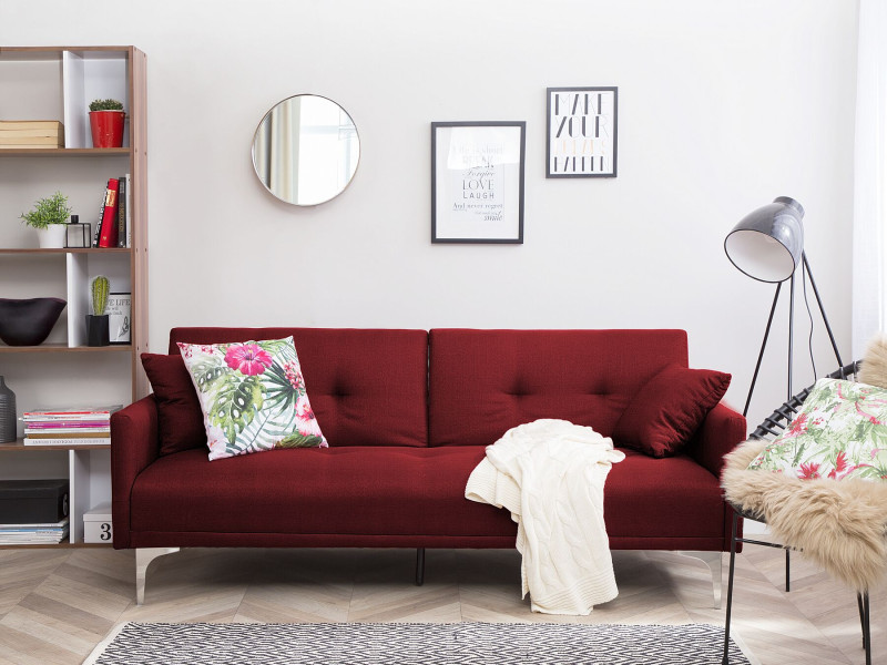 Sofa rozkładana LUCAN Bordowy dla 3 osób