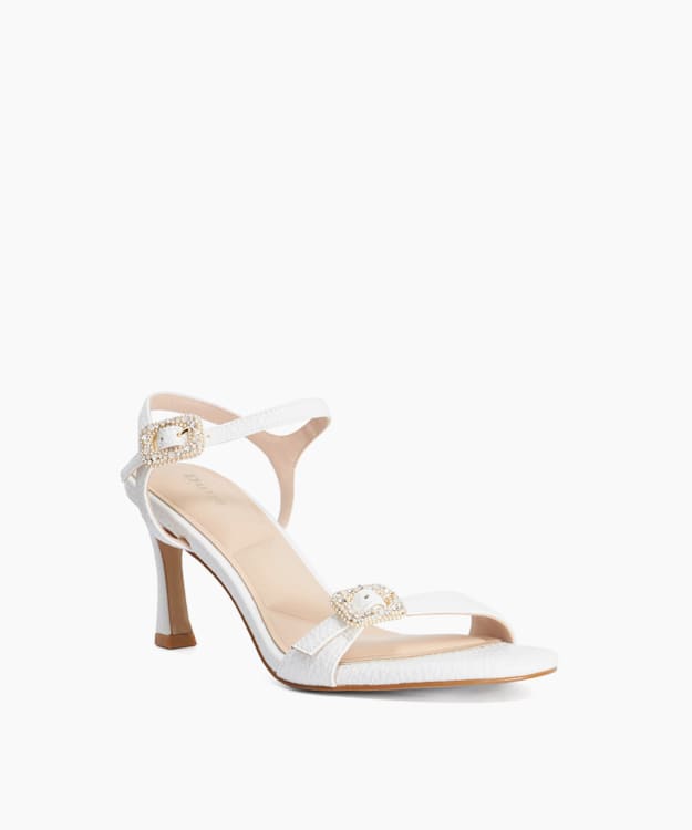 Milana White - Diamante Buckle Heeled Sandals