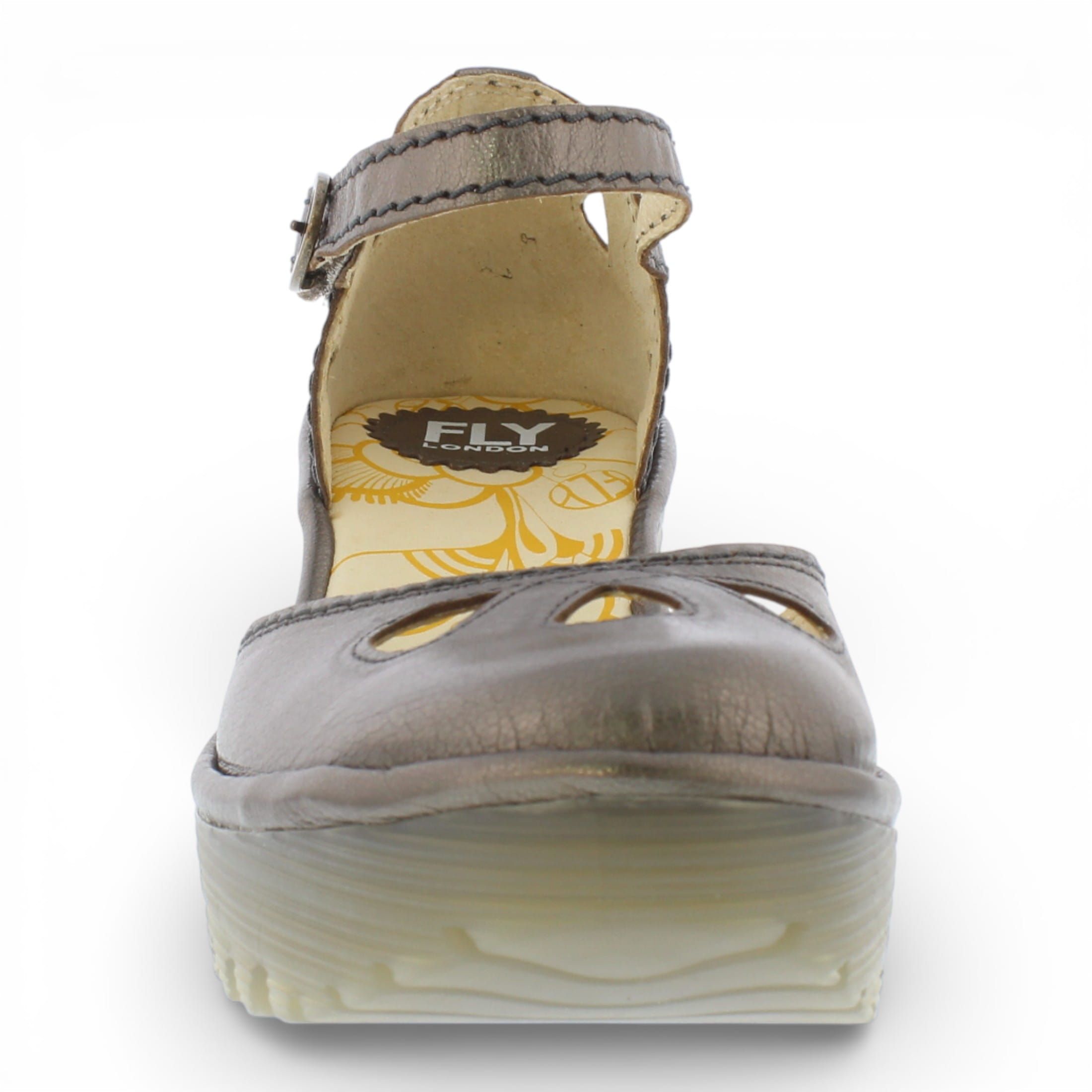 Infinity Leather Fly London Yuna Leather Wedge Sandals