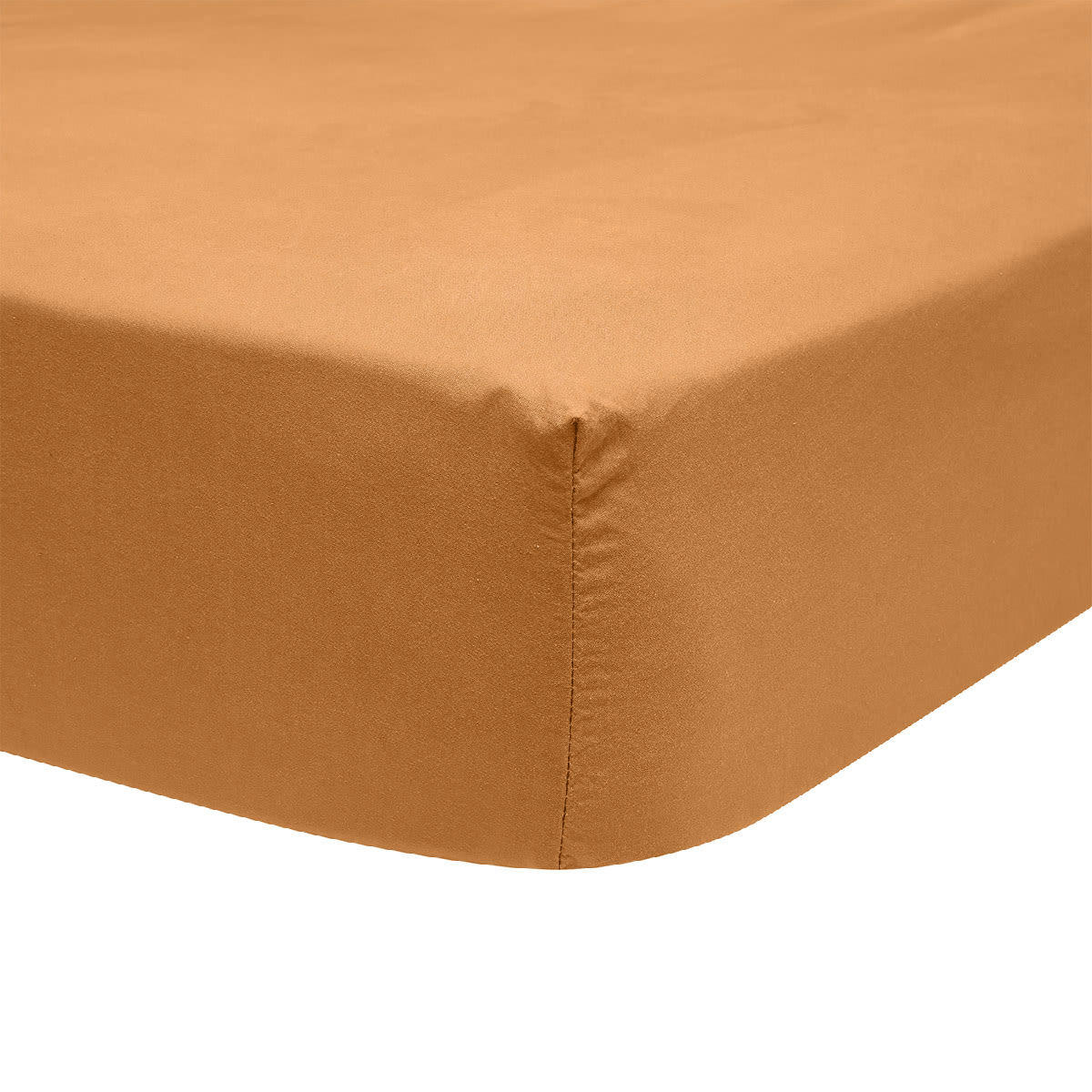 VANOISE - Drap housse en percale de coton brun 90x190