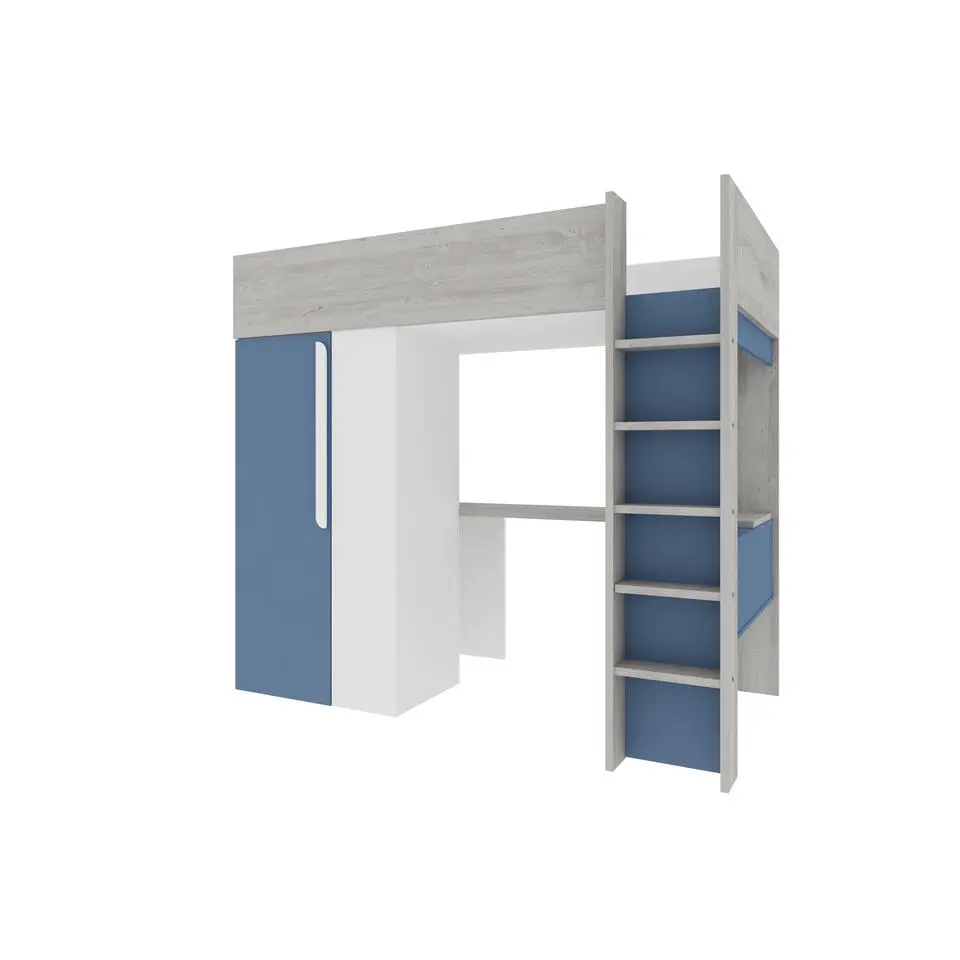 Hoogslaper Beau 90x200 met bureau & kast - donkerblauw