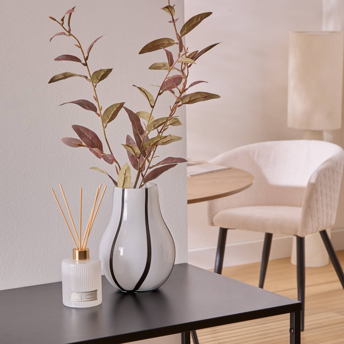 Vase "Piero" Black & White, H.20.5 cm