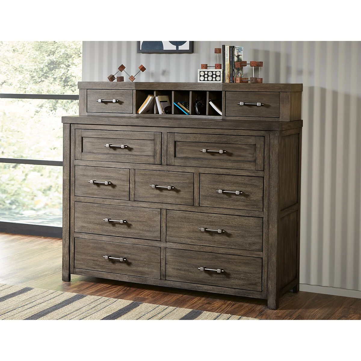 Bunkhouse Nine Drawer Bureau, Aged Barnwood Finish