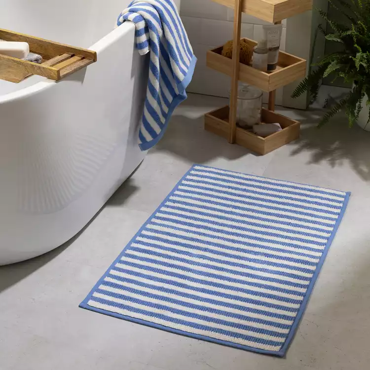 Habitat Blue Stripe Bath Mat