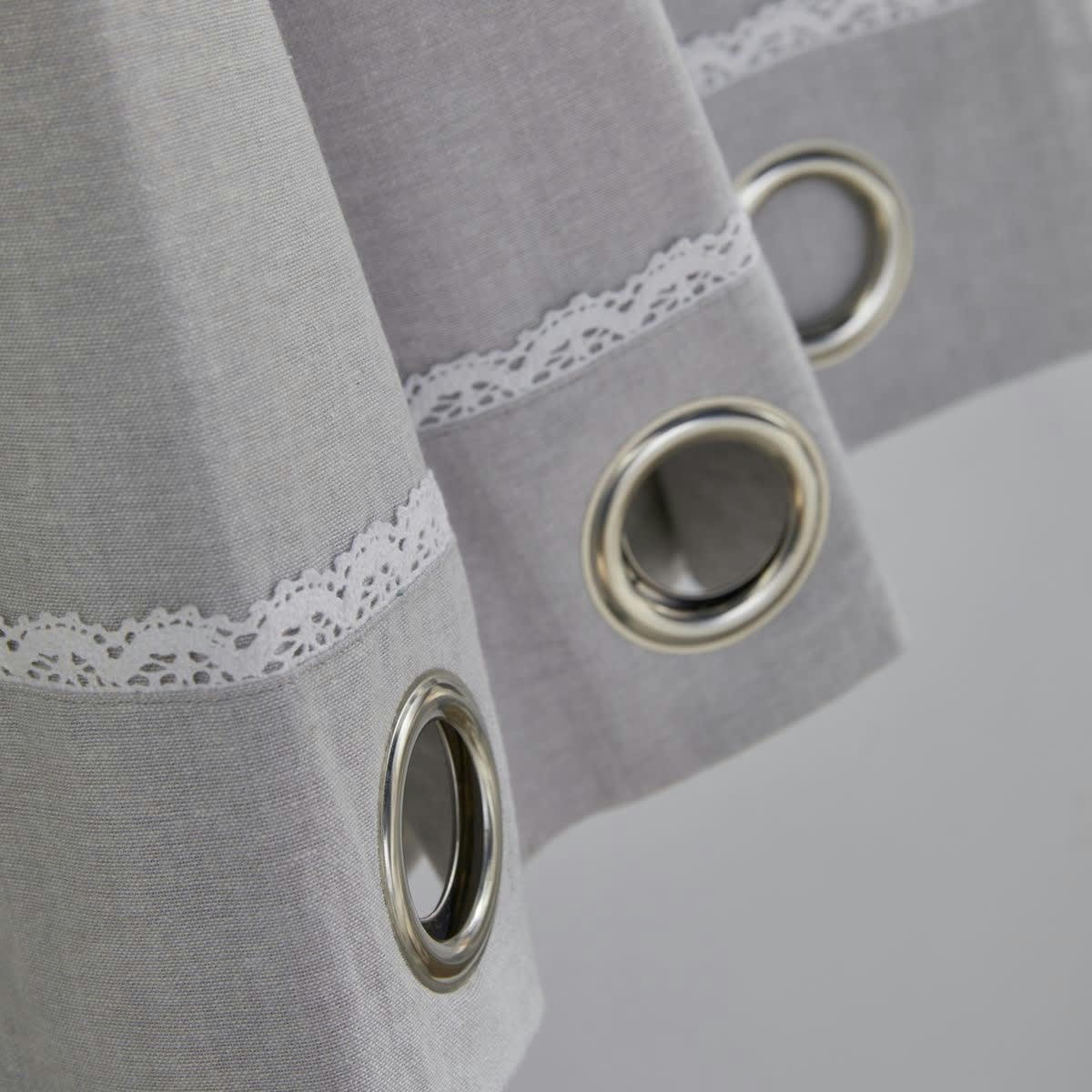 CHARME - Rideau à �illets en coton gris clair 140x240