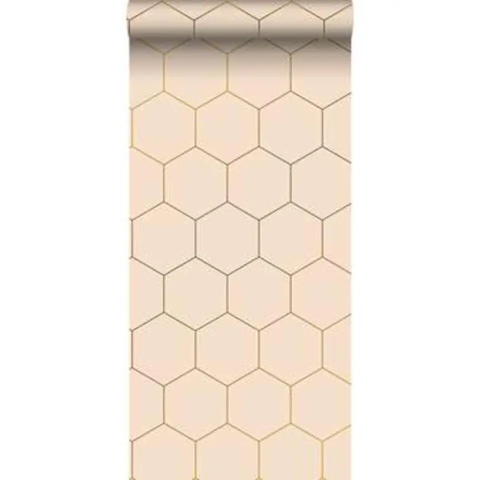 ESTAhome behang - honingraat-motief - perzikroze - 0.53 x 10.05 m