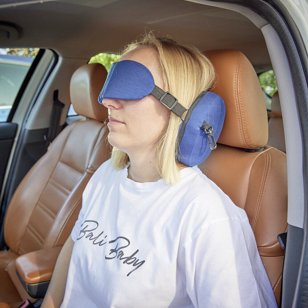 Oreiller de voyage 2 en 1 masque pour les yeux polyester - 3 coloris