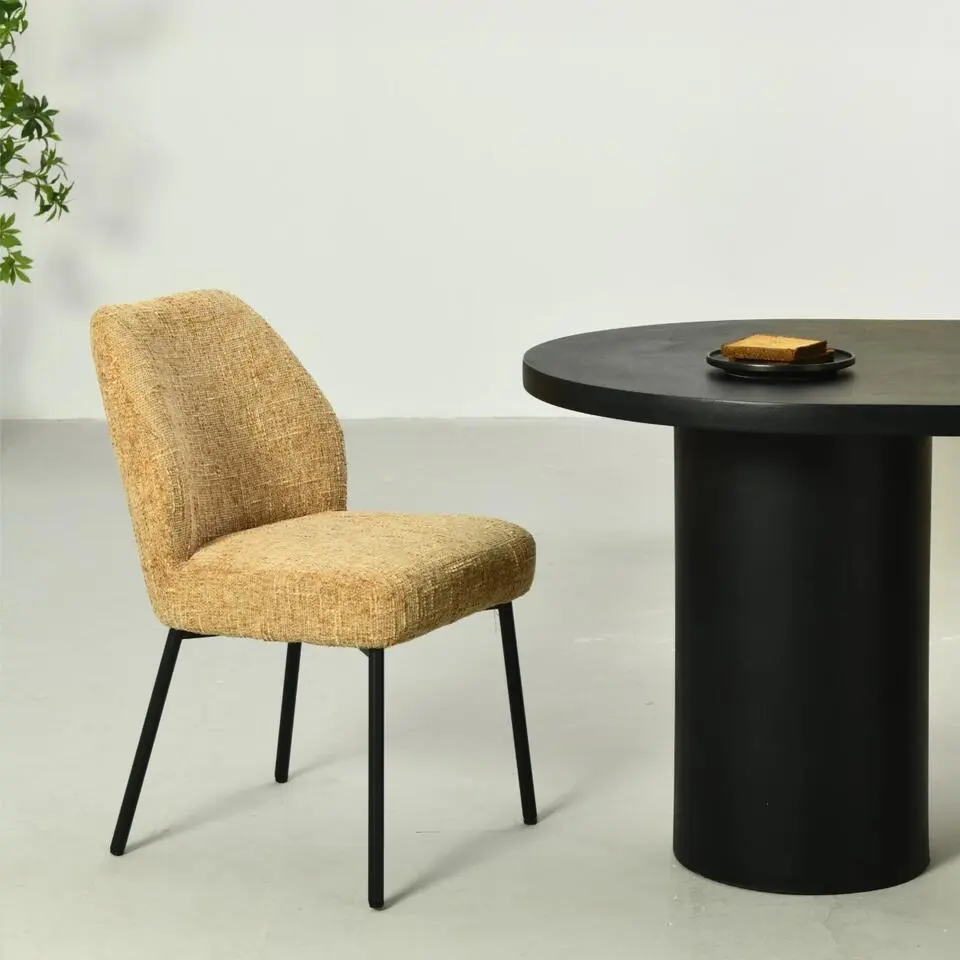 Eetkamerstoel Geel Stof - Zithoogte 47cm - Tess - Set van 2