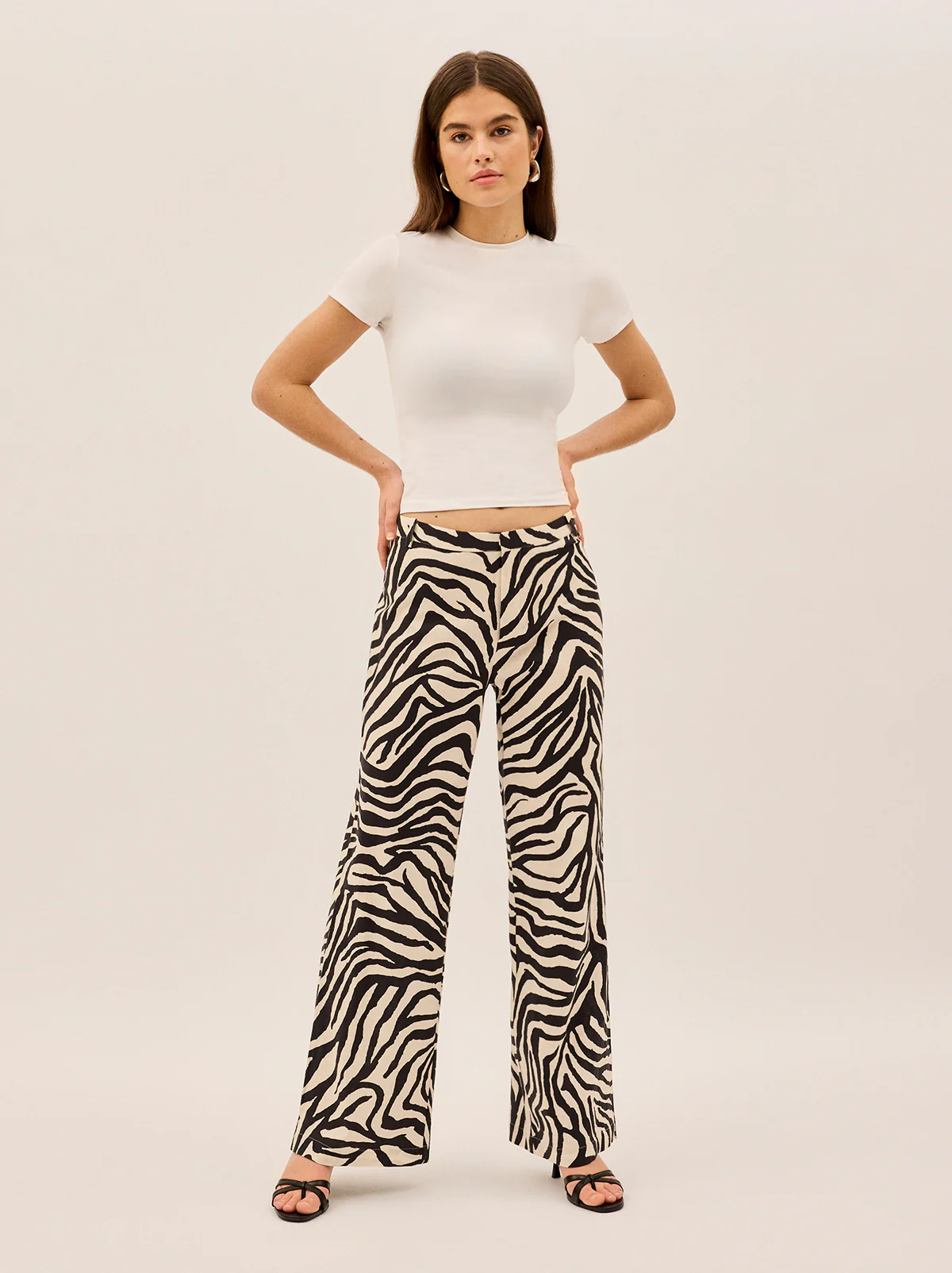 Helena Zebra Print Low Rise Tailored Trousers