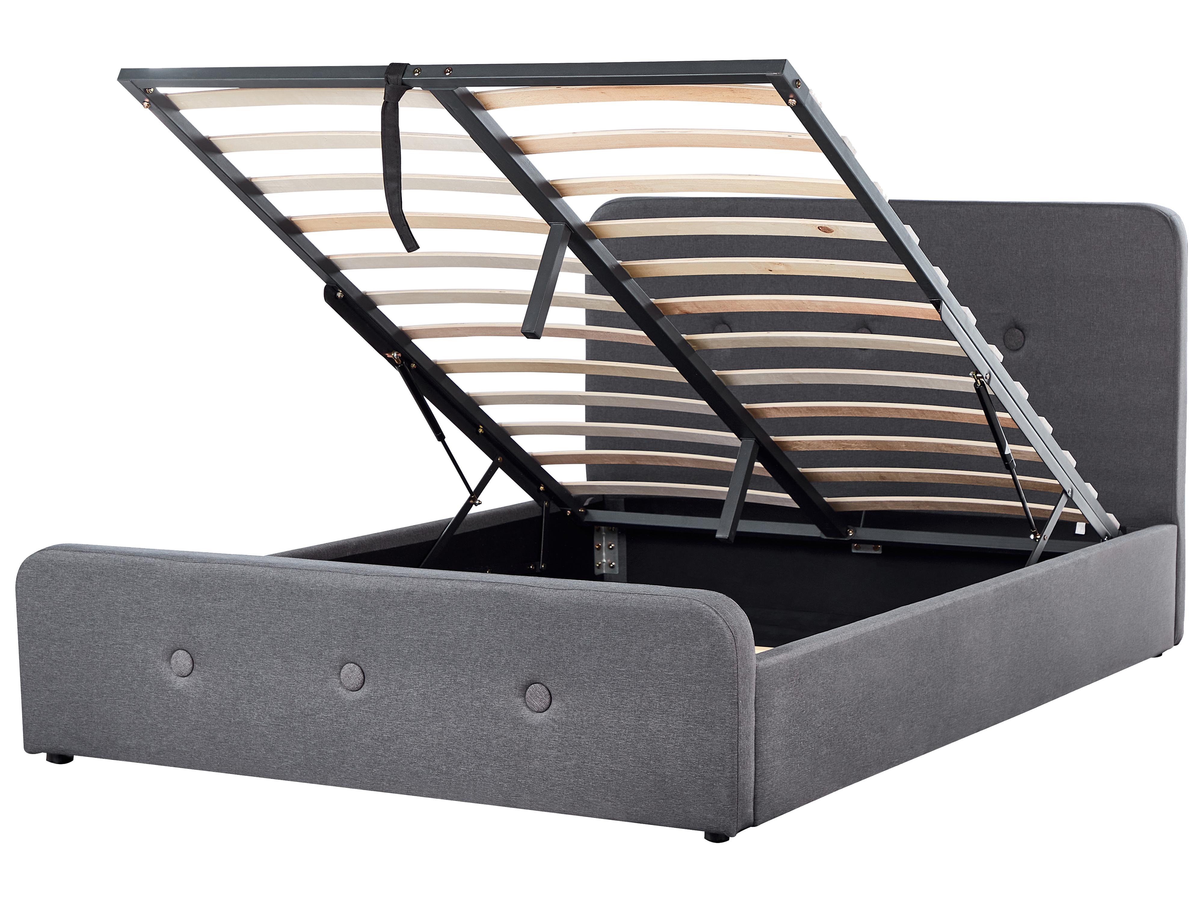 Ottoman Bed Fabric RENNES 140 x 200 cm (EU Double) Dark Grey