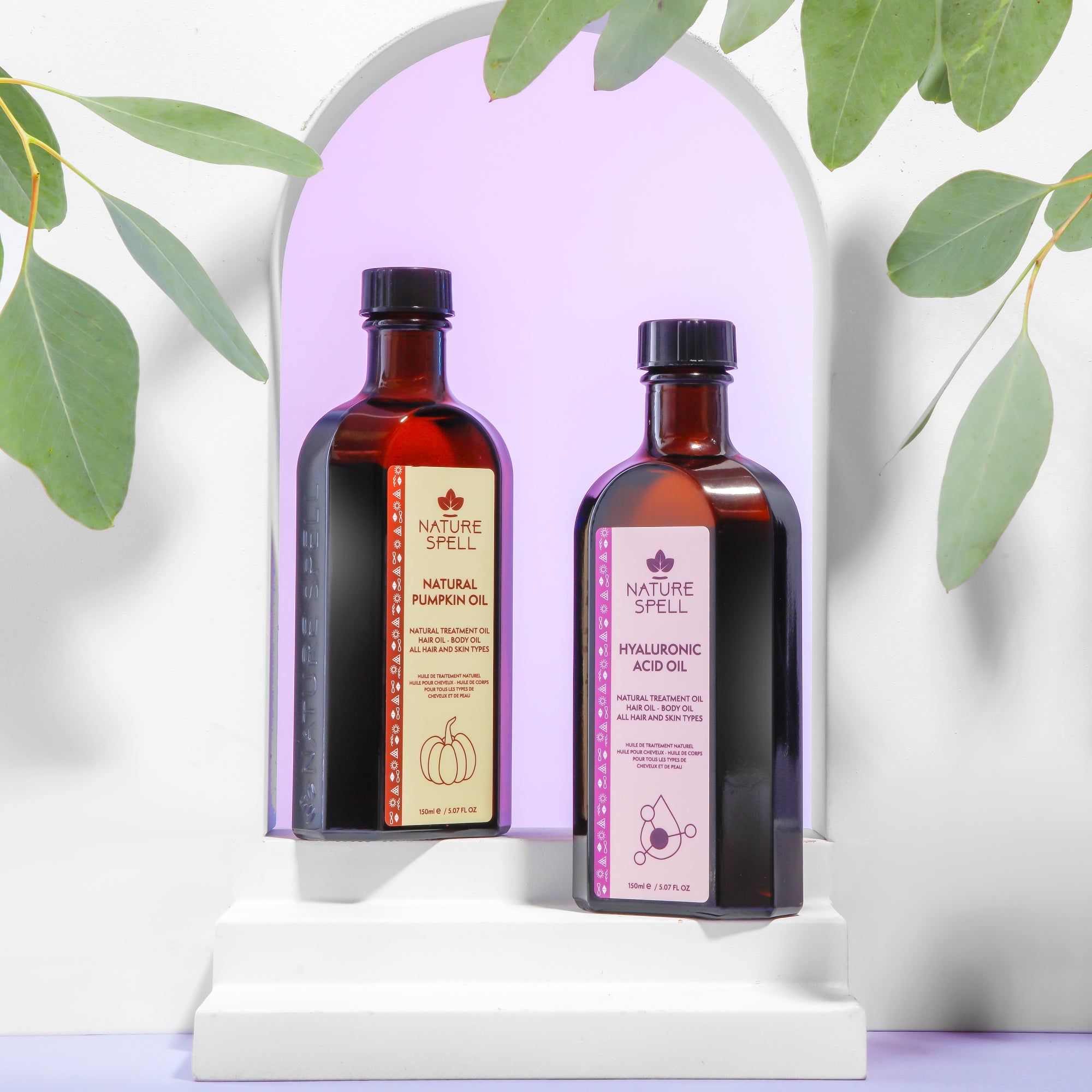 Nature Spell Duo Elixir: Hyaluronic Acid & Pumpkin Hair Oils - The Harmony of