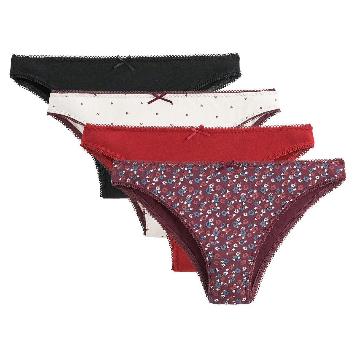 Lot de 4 tangas en coton extensible
