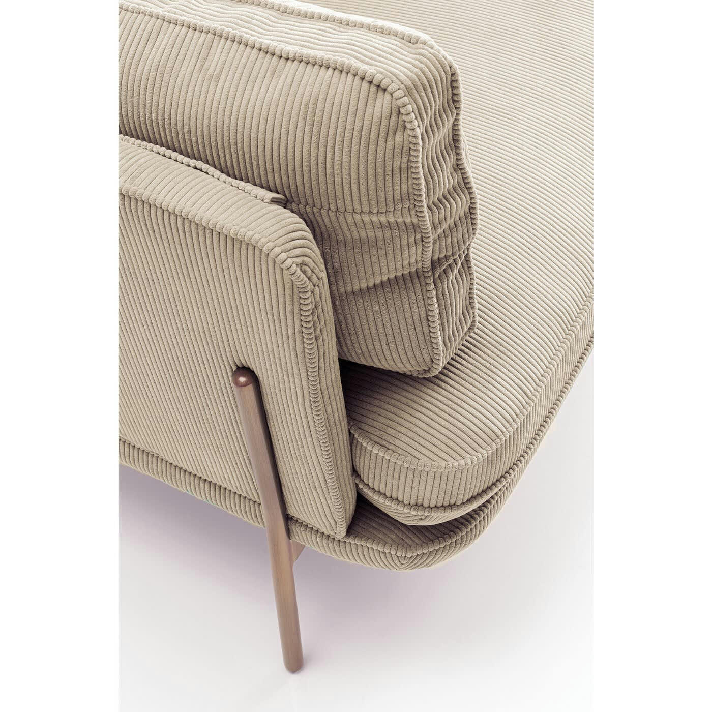 SHIRLY - Canapé 3 places en velours côtelé taupe