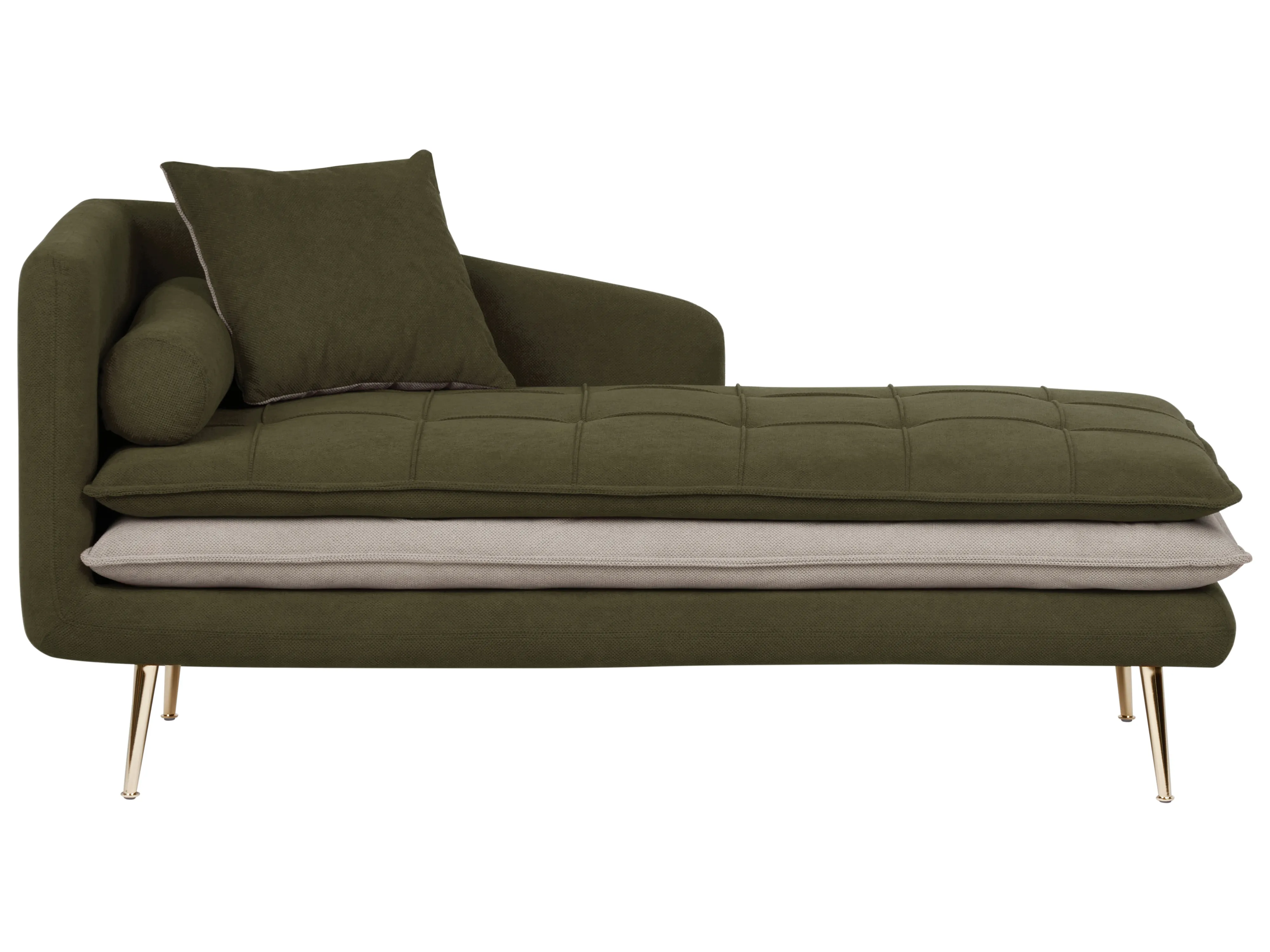 Left-Hand Chaise Longue GONESSE Fabric Green