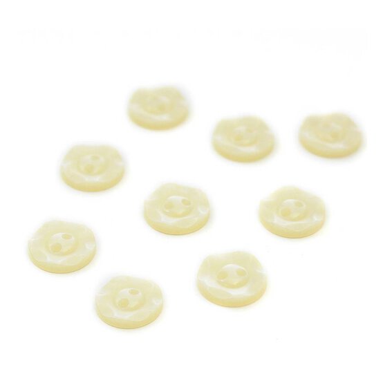 Hemline Cream Basic Scalloped Edge Button 9 Pack