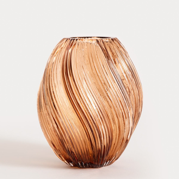 Wazon SWIRL szklany zakręcony beżowy 17x21 cm HOMLA