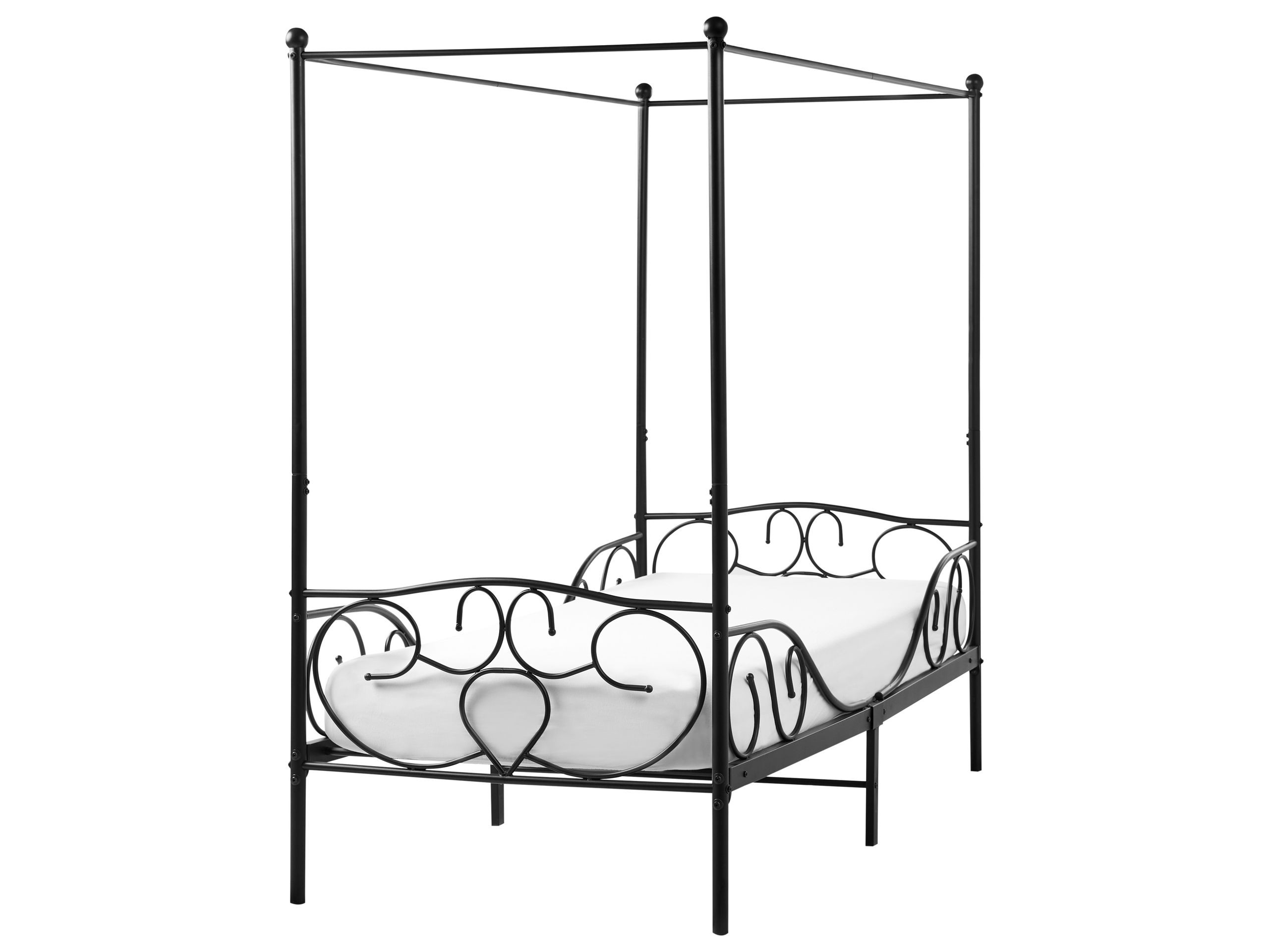Łóżko metalowe 90 x 200 cm z baldachimem czarne