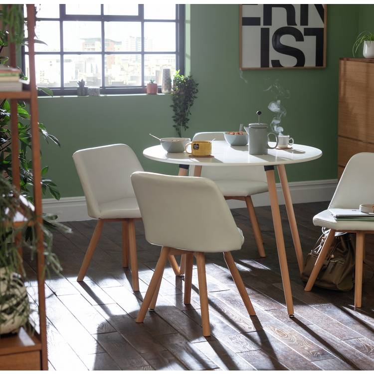 Habitat Quattro White Dining Table & 4 White Chairs