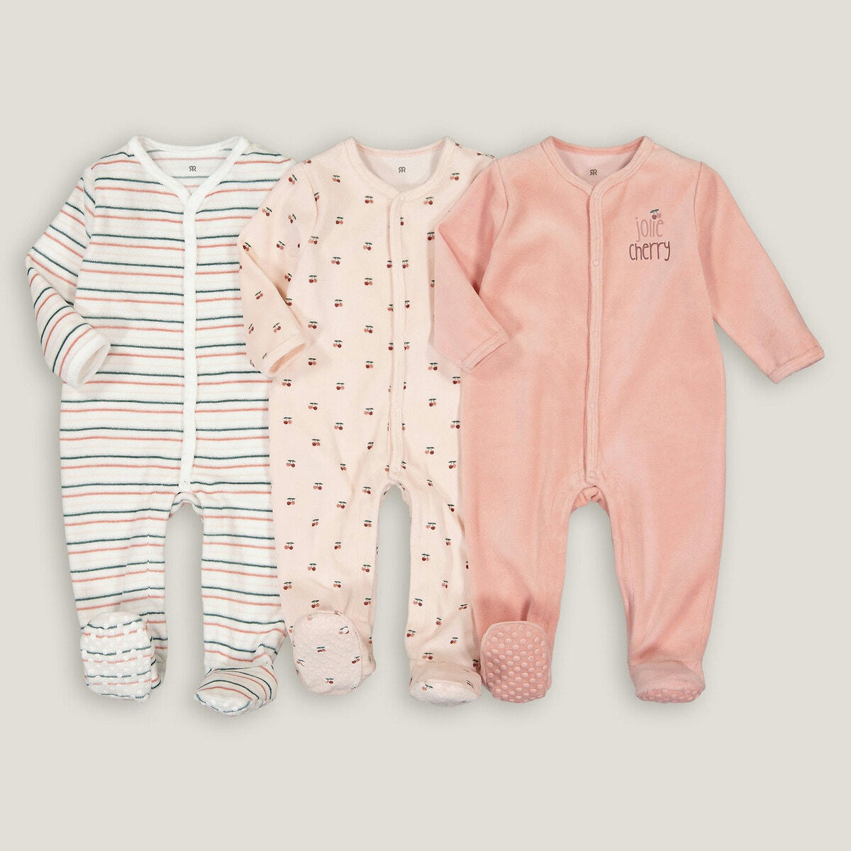 Lot de 3 pyjamas 1 pièce en velours