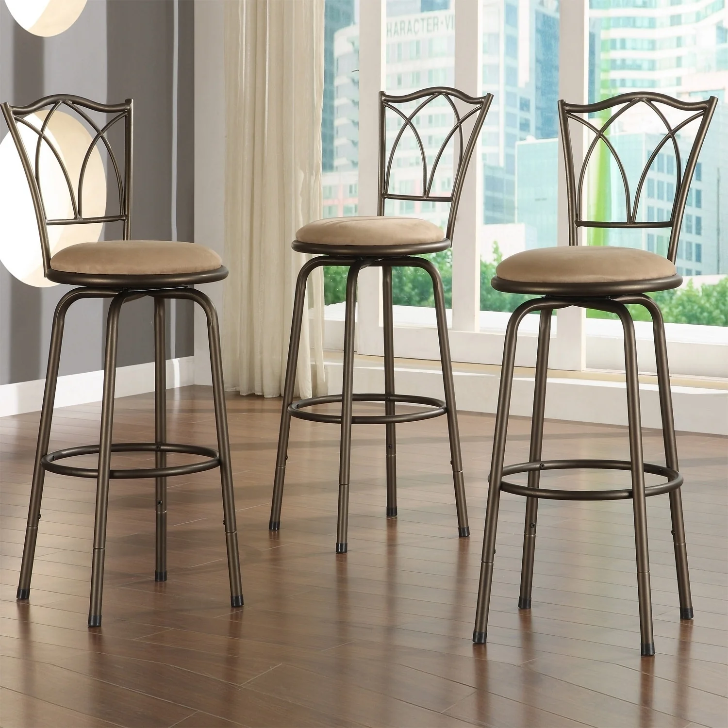 Avalon Double Cross Swivel High Back Counter Barstool (Set of 3) by iNSPIRE Q Classic