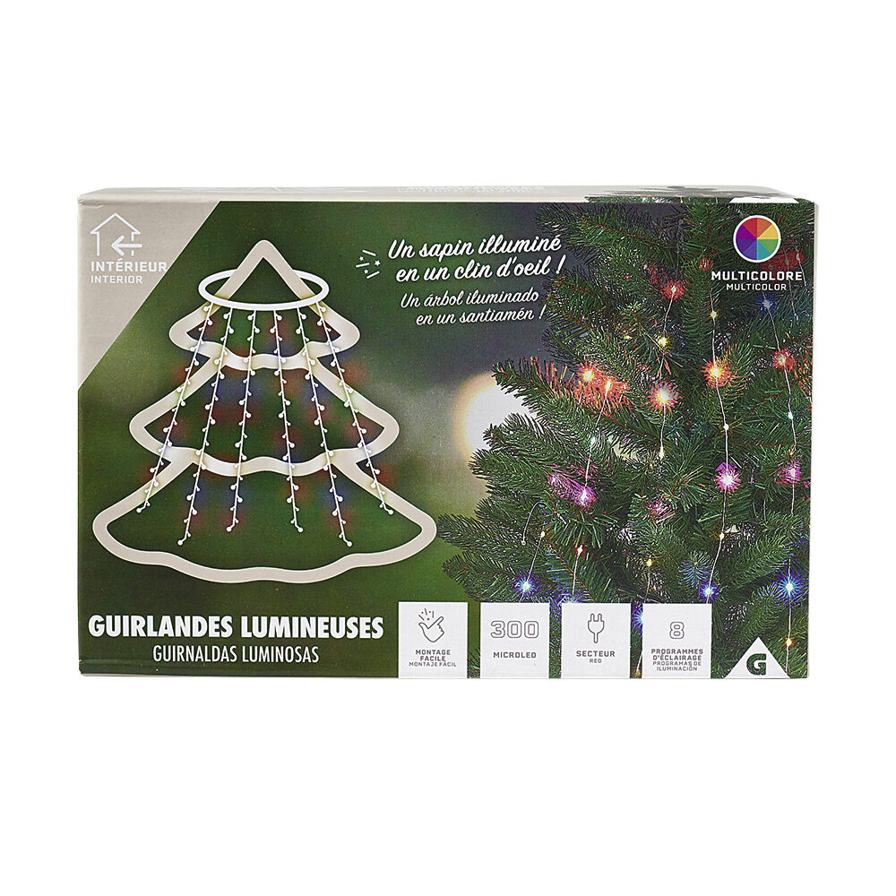 Anneau lumineux guirlande avec télécommande pour sapin multicolore