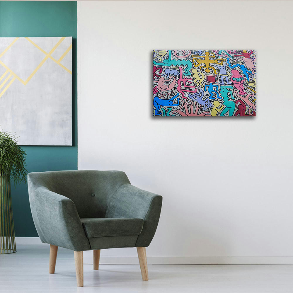 - Tableau Dans l'Univers de Keith Haring 50x70cm