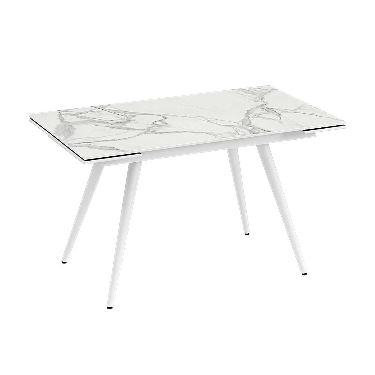 Table extensible céramique blanche marbrée 120-180 cm LORA