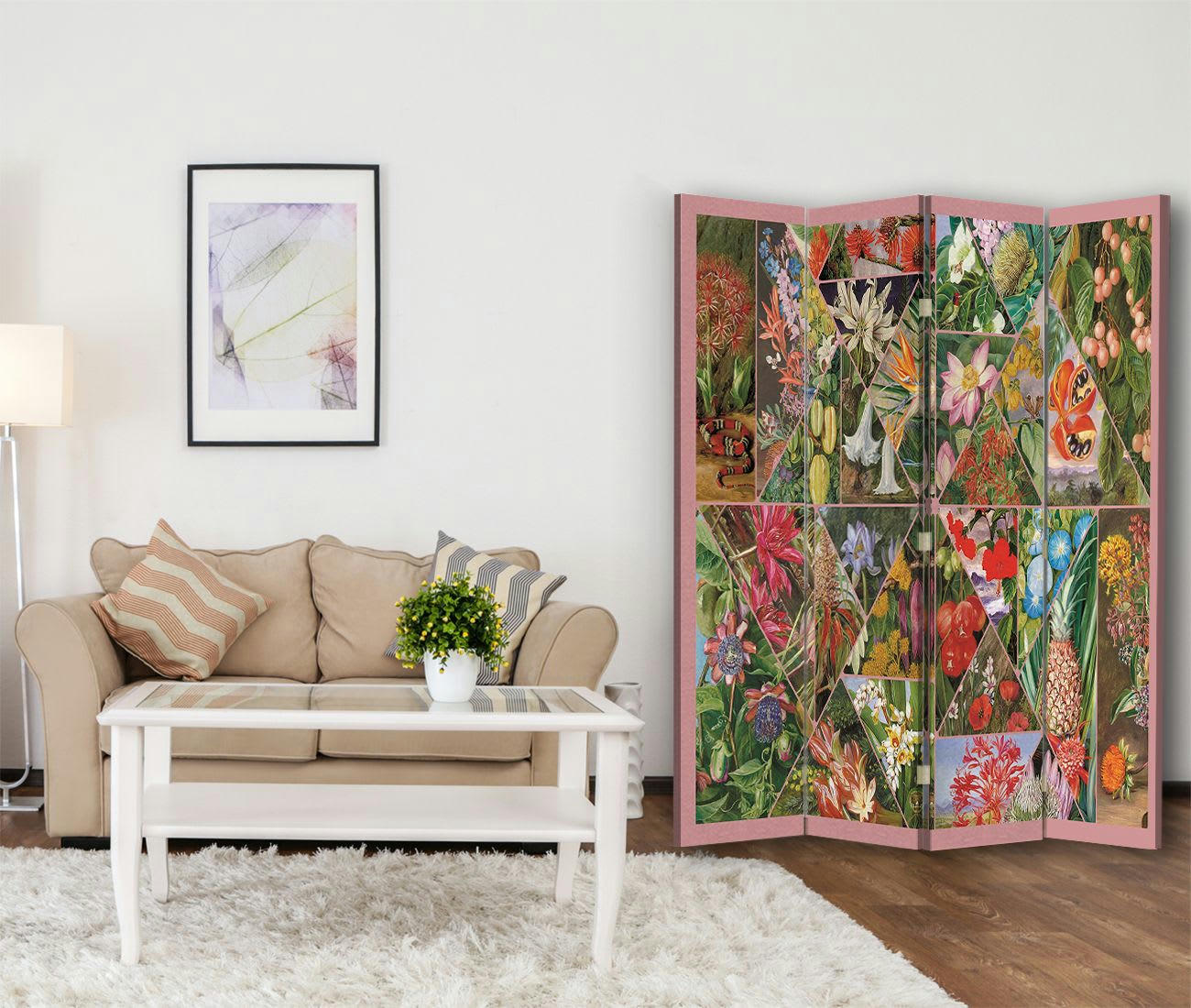 - Paravent Marianne North - Maria Rita Minelli cm 145x170 (4 volets)