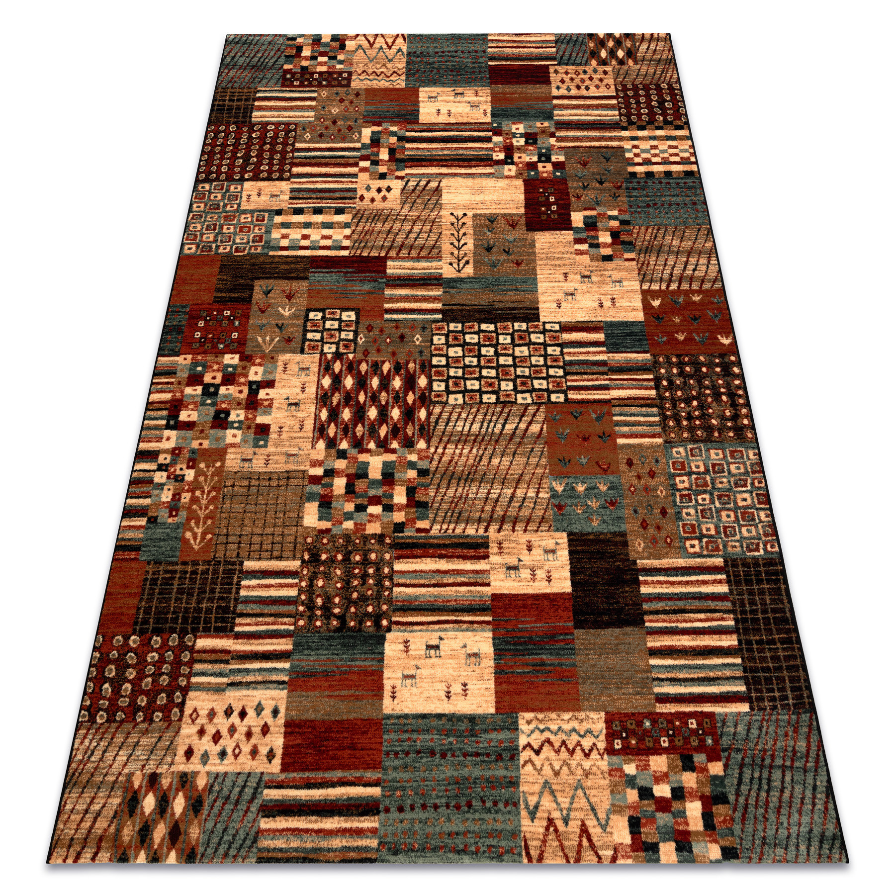 Dywan wełniany KASHQAI 4353 990 Patchwork terakota / beż 80x160 cm