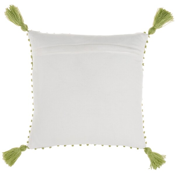 Mina Victory Outdoor Pillows Loops Stripes with Tassels 18" x 18" Indoor/Outdoor Throw Pillow