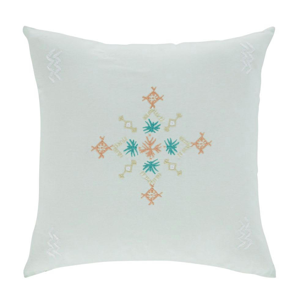 BANI - Coussin en coton bleu clair avec broderie 45x45