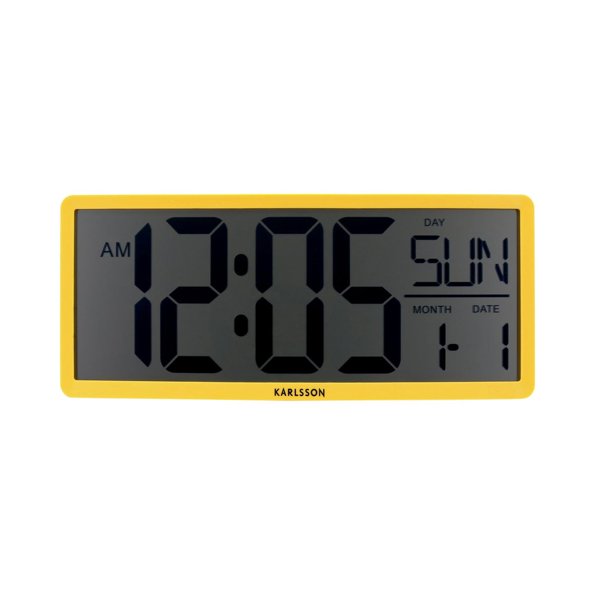 Karlsson wandklok Retro LCD - geel - 34.8x2.7x14.8cm