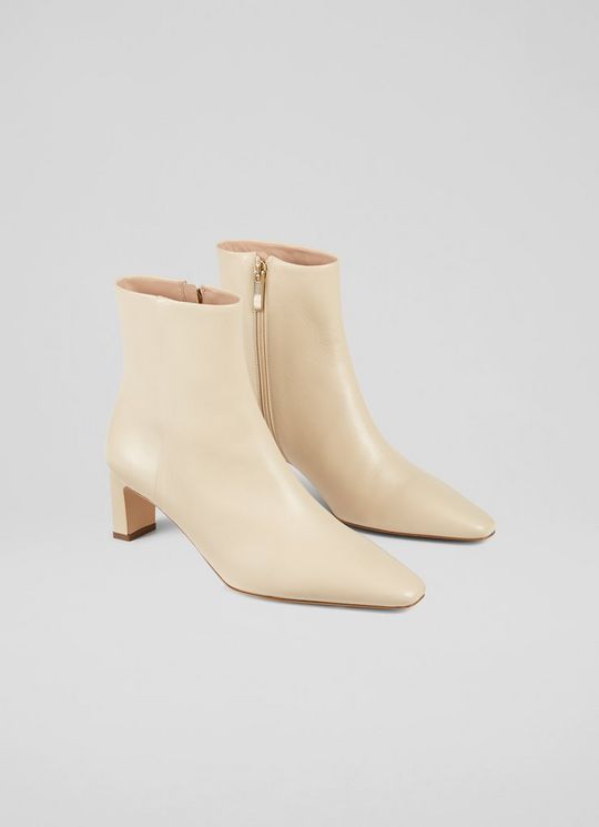 Margaux Sand Leather Blunt Toe Boots